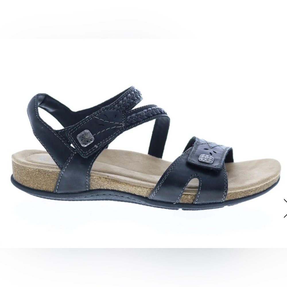 Earth Origins Bosk Benson Womens 10 Black Leather adjustable Strap Sandals Shoes